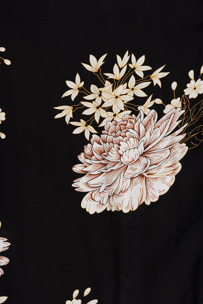 Nikke Midi Dress In Black With Beige Floral