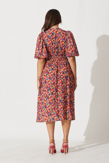 Octavia Midi Dress In Multi Print