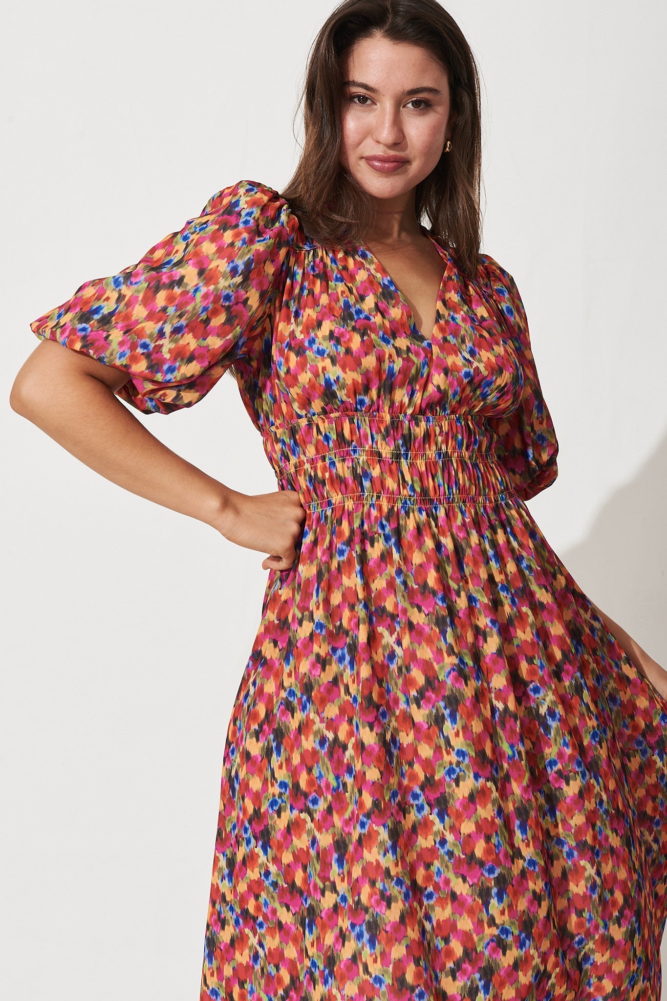 Octavia Midi Dress In Multi Print