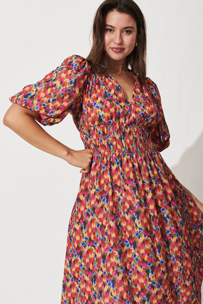Octavia Midi Dress In Multi Print