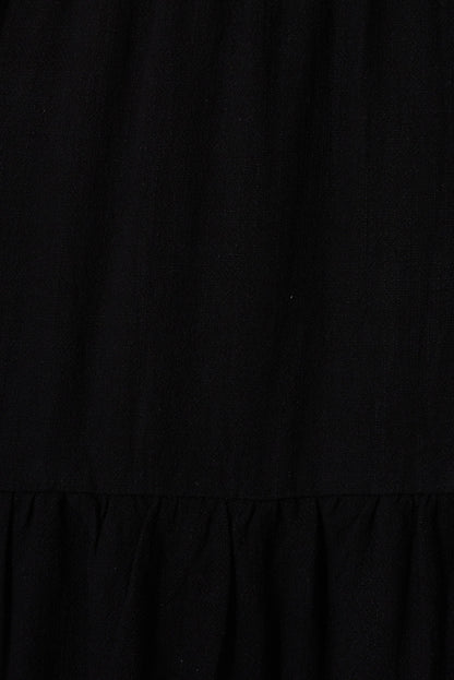 Utopia Midi Sundress In Black Linen Blend