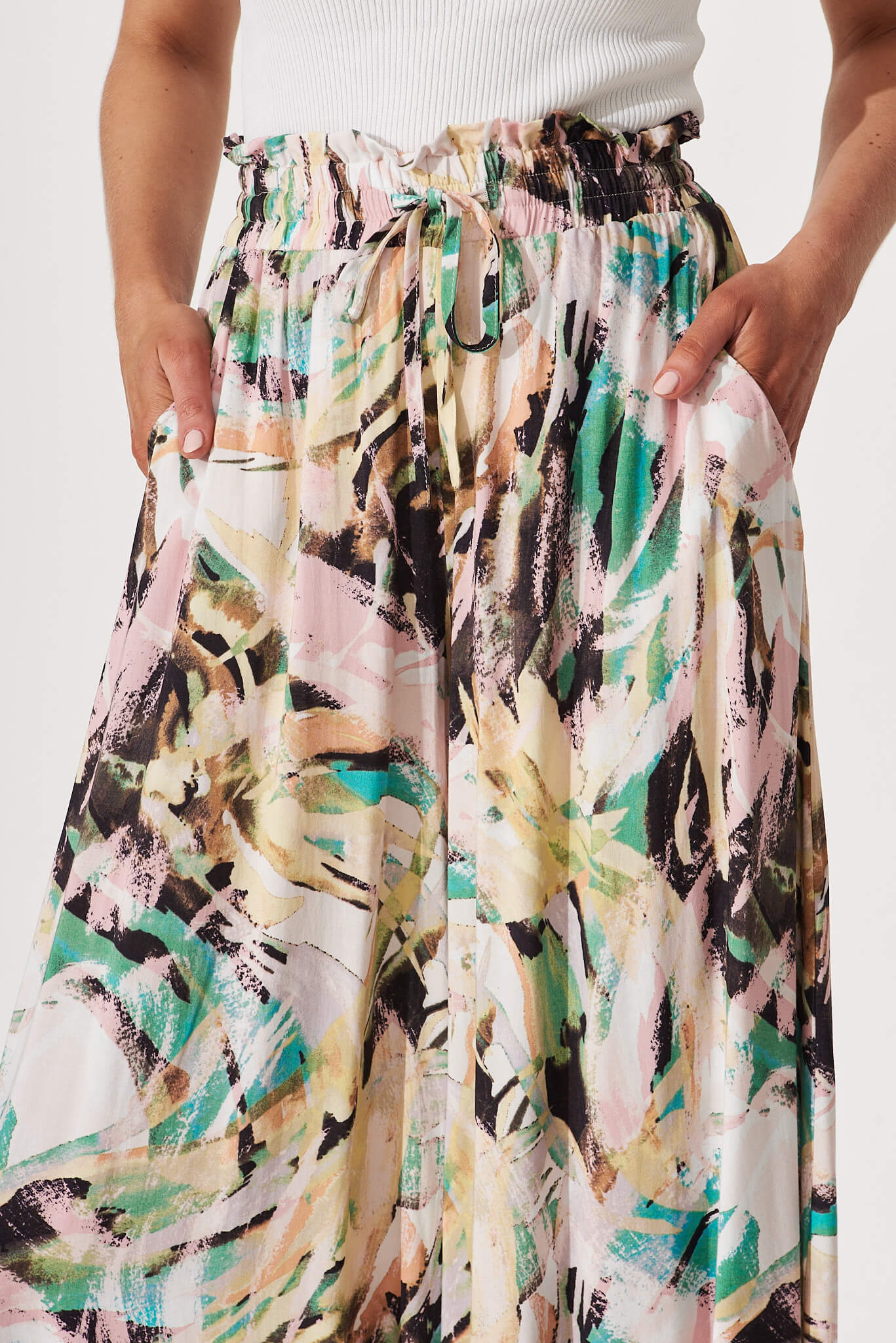 Mariah Pant In Multi Brushstroke Print