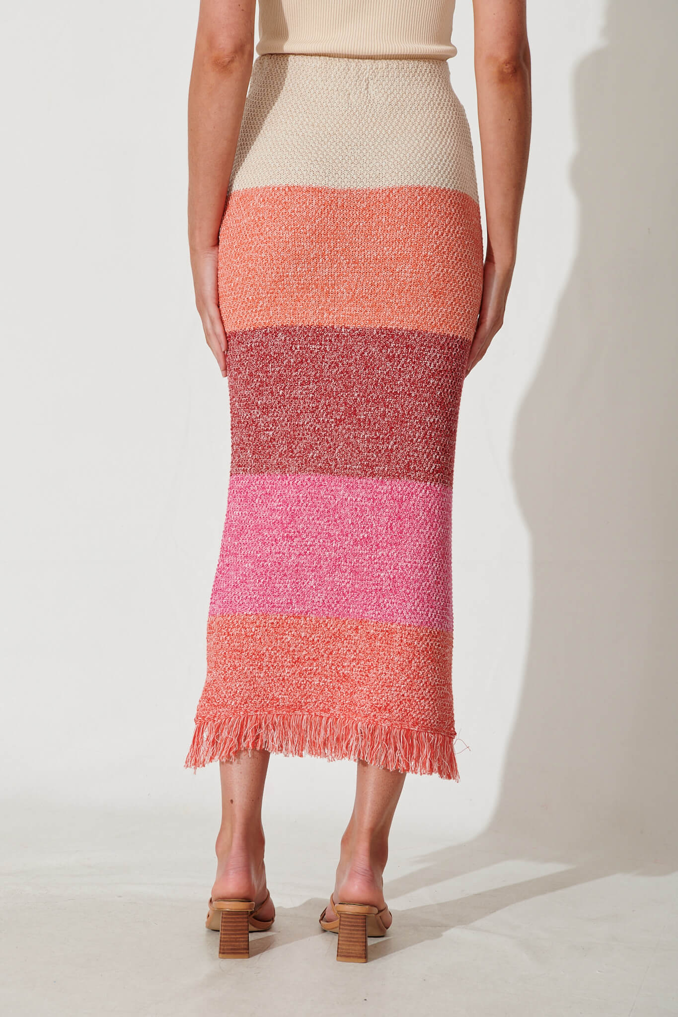 Gracey Midi Knit Skirt In Pink Multi Cotton