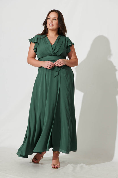 Wynter Maxi Dress in Green Chiffon