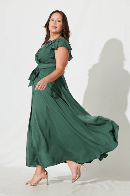 Wynter Maxi Dress in Green Chiffon