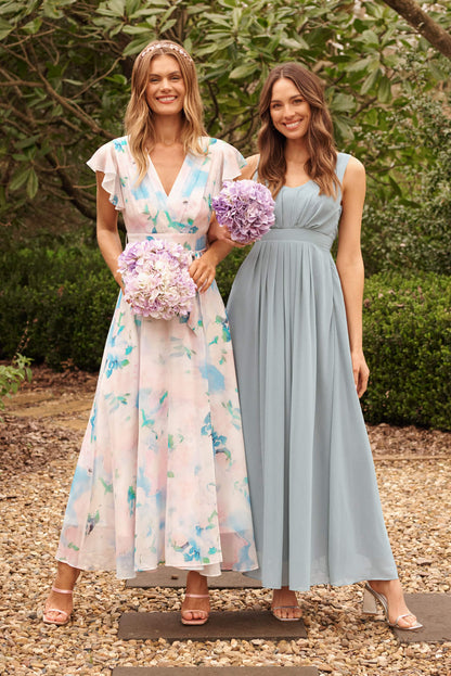 Wynter Maxi Dress In Multi Pastel Floral Chiffon