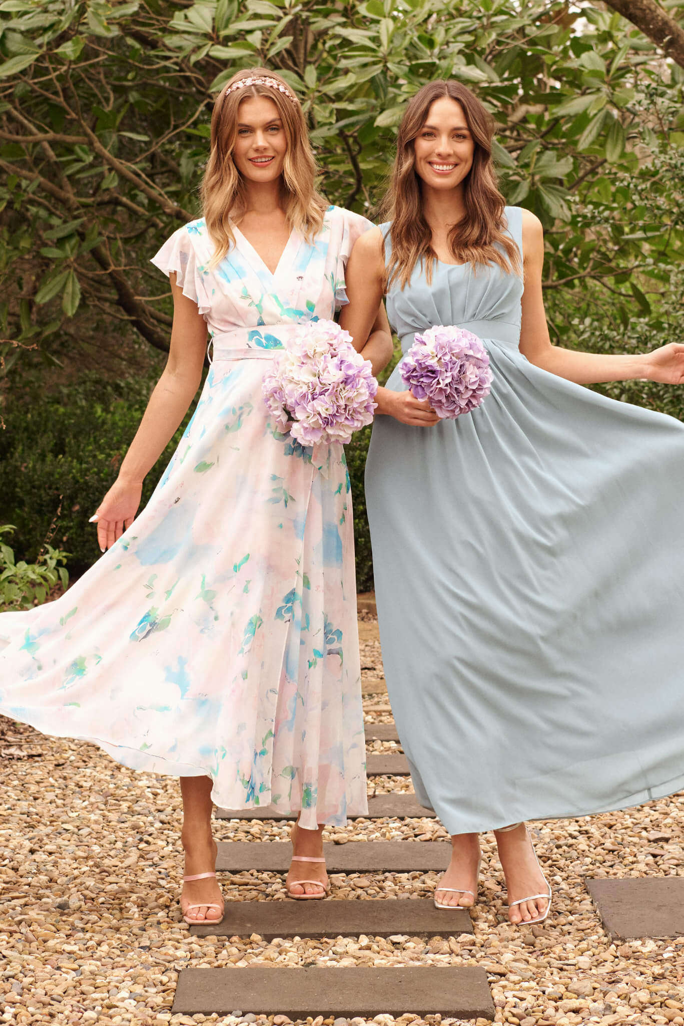 Wynter Maxi Dress In Multi Pastel Floral Chiffon