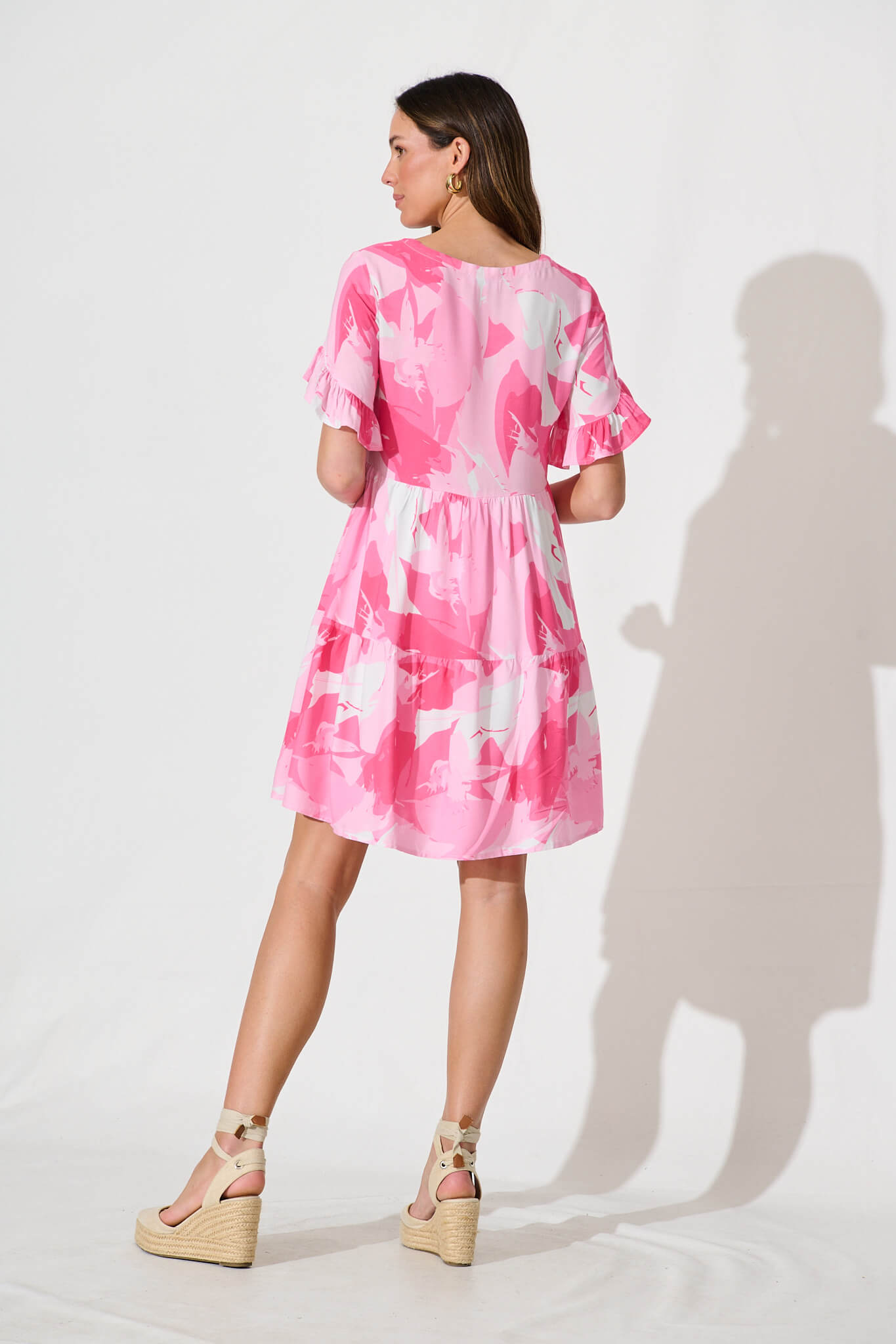 Kristina Smock Dress In Pink With White Print