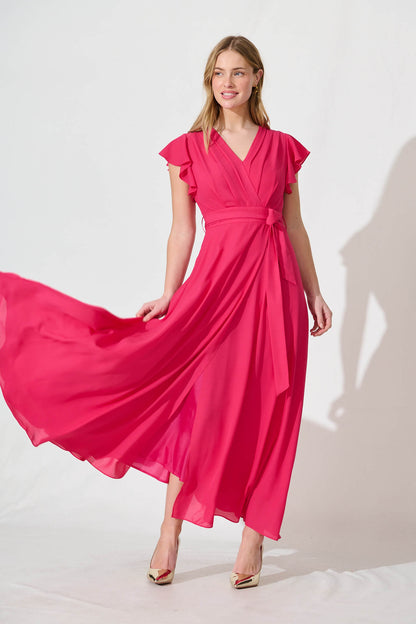 Wynter Maxi Dress in Fuchsia Chiffon