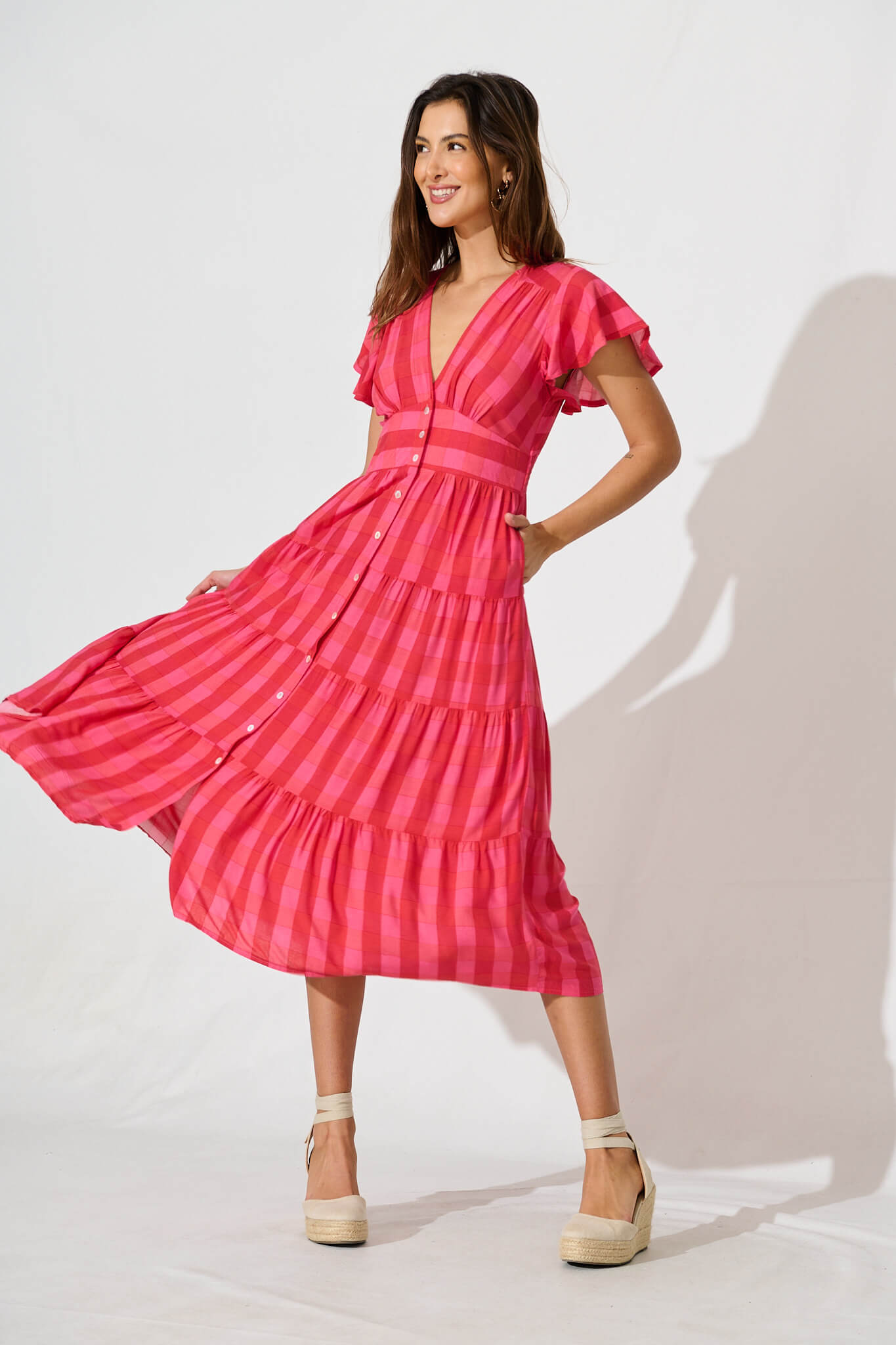 Lively Midi Dress In Red Stripe