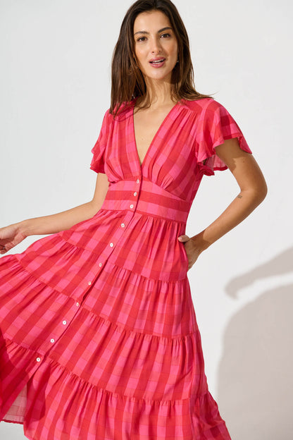 Lively Midi Dress In Red Stripe