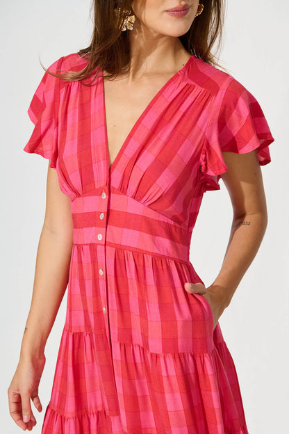 Lively Midi Dress In Red Stripe