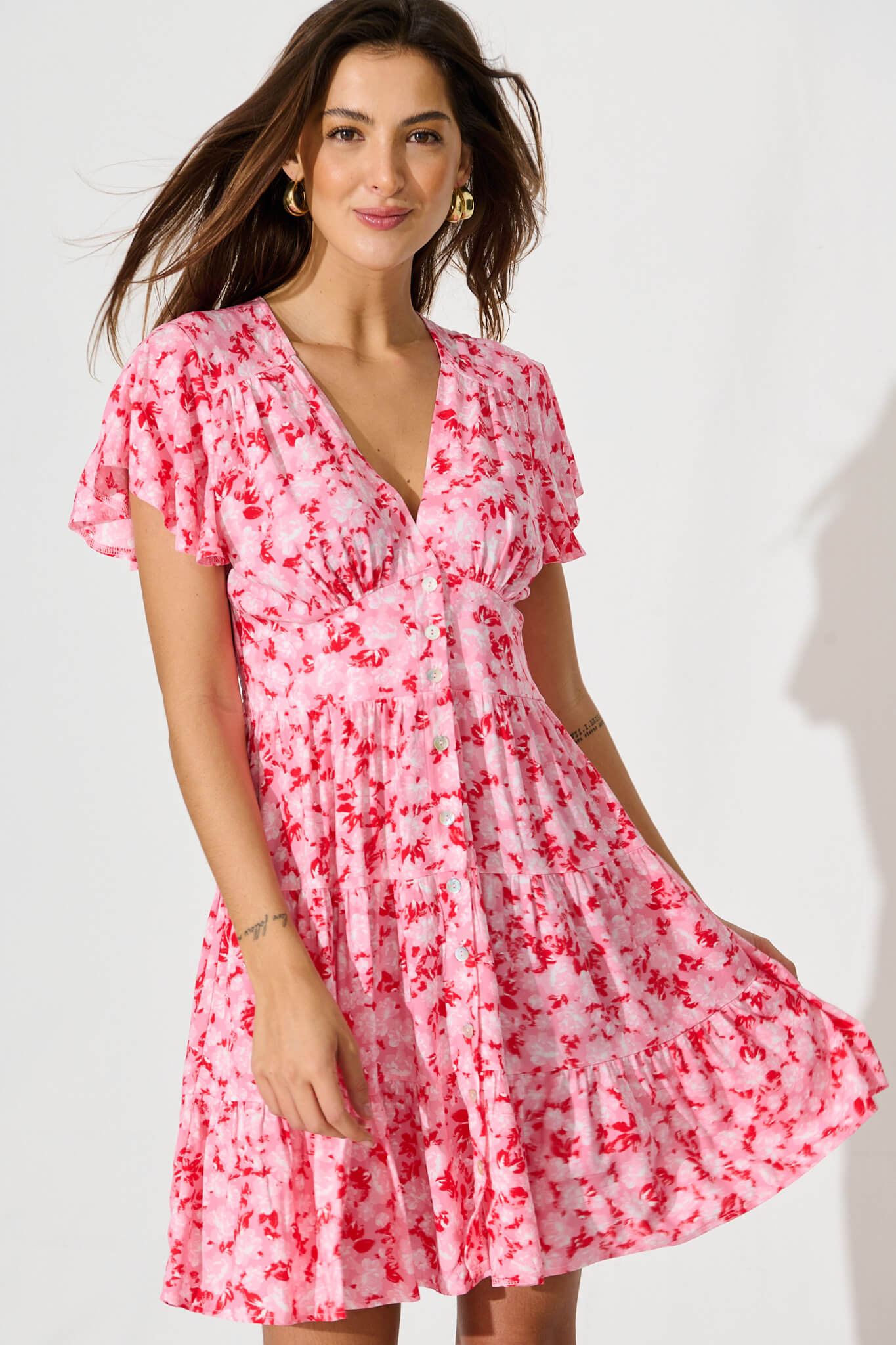 Lovina Dress In Pink Floral