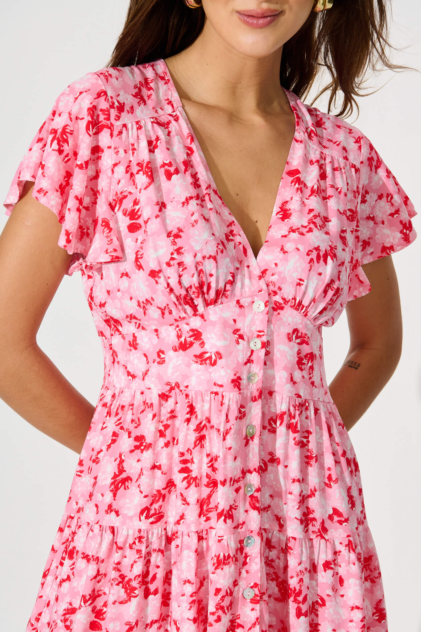 Lovina Dress In Pink Floral