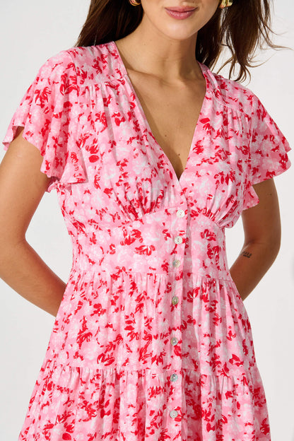 Lovina Dress In Pink Floral