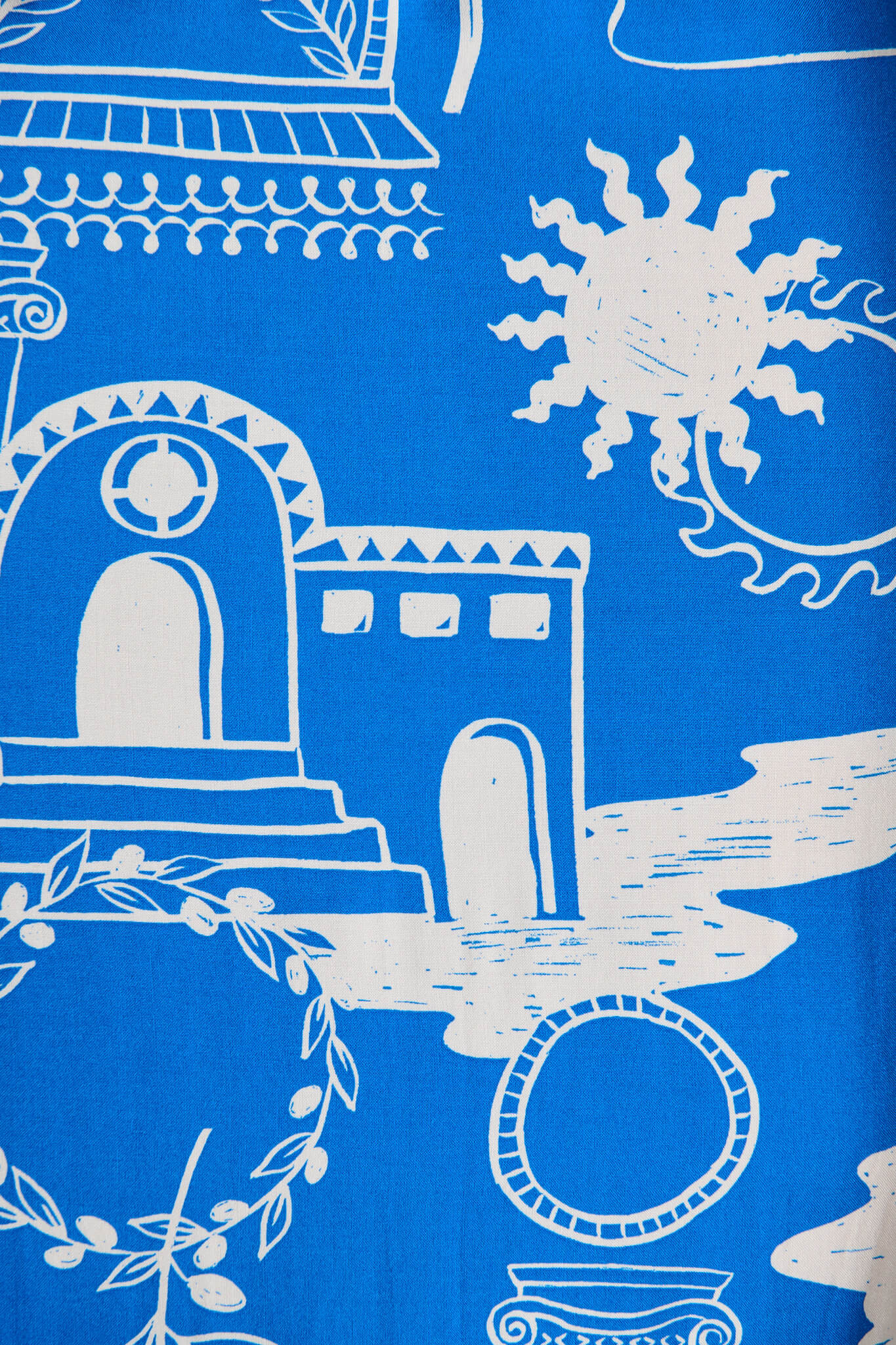 Truly Midi Dress In Blue With White Print