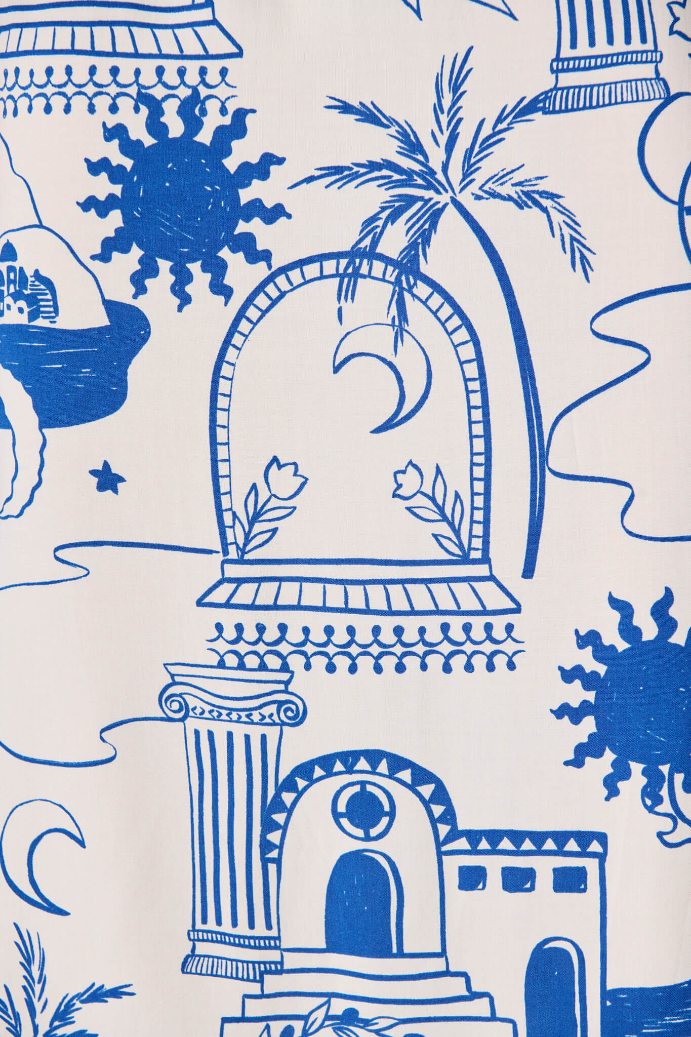 Truly Midi Dress In White With Blue Print