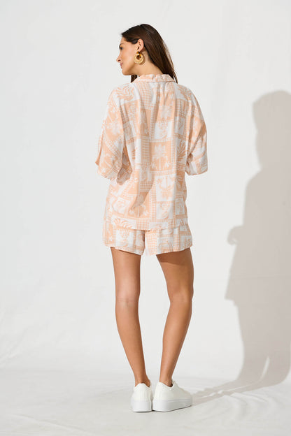 Starlight Shirt In Beige Tile Print