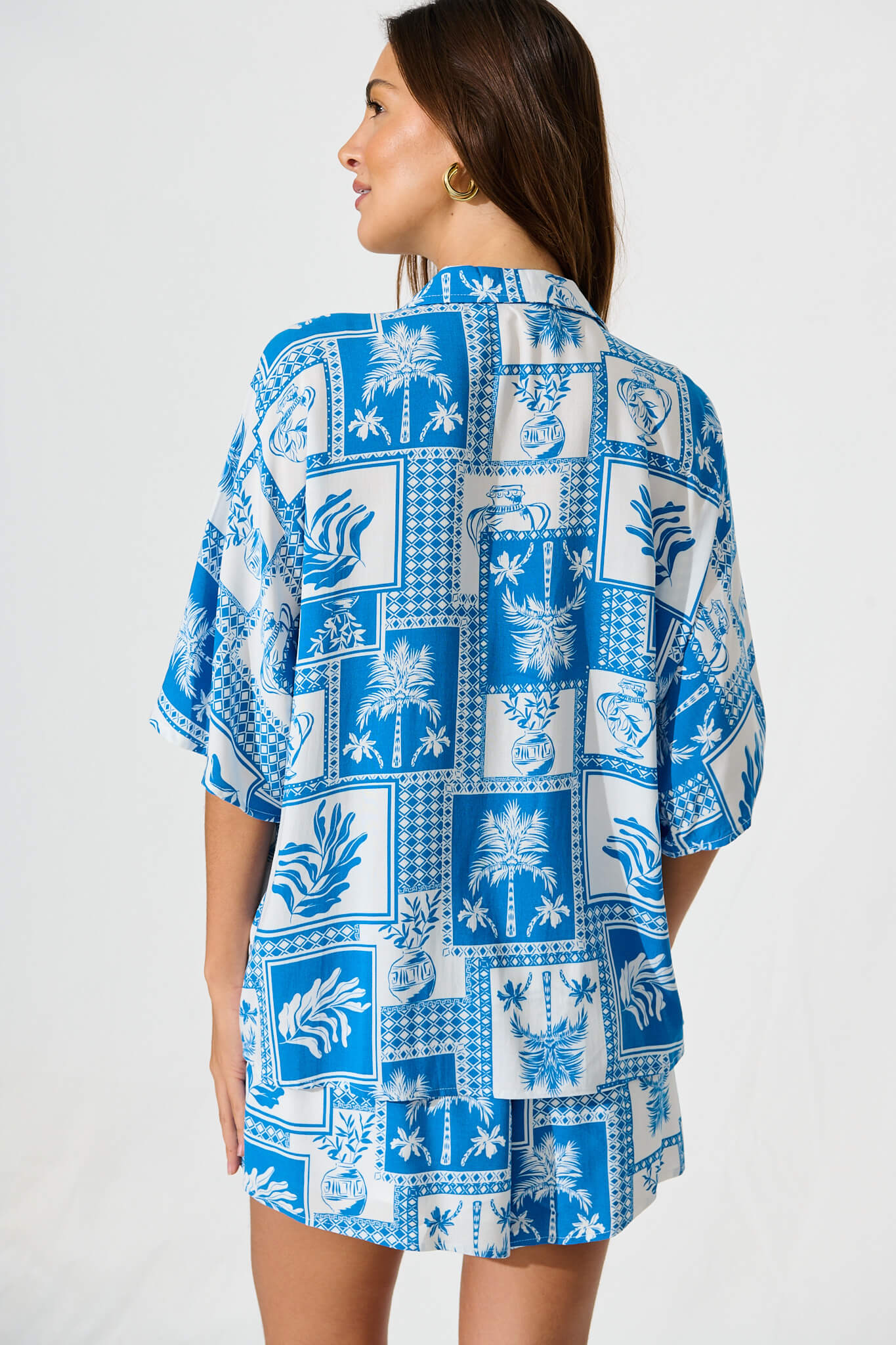 Starlight Shirt In Blue Tile Print