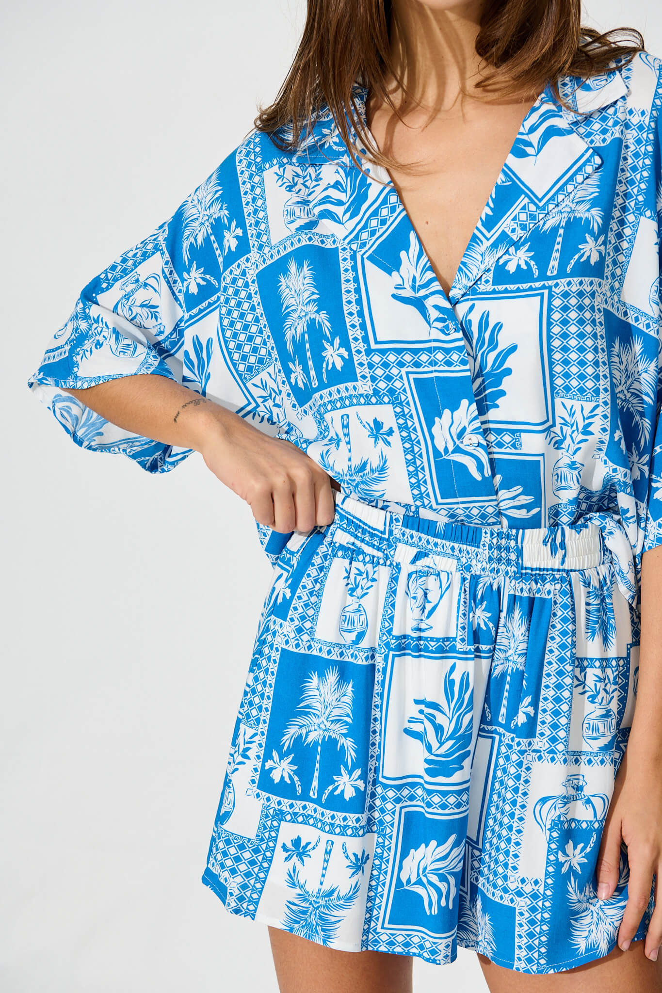 Starlight Shirt In Blue Tile Print