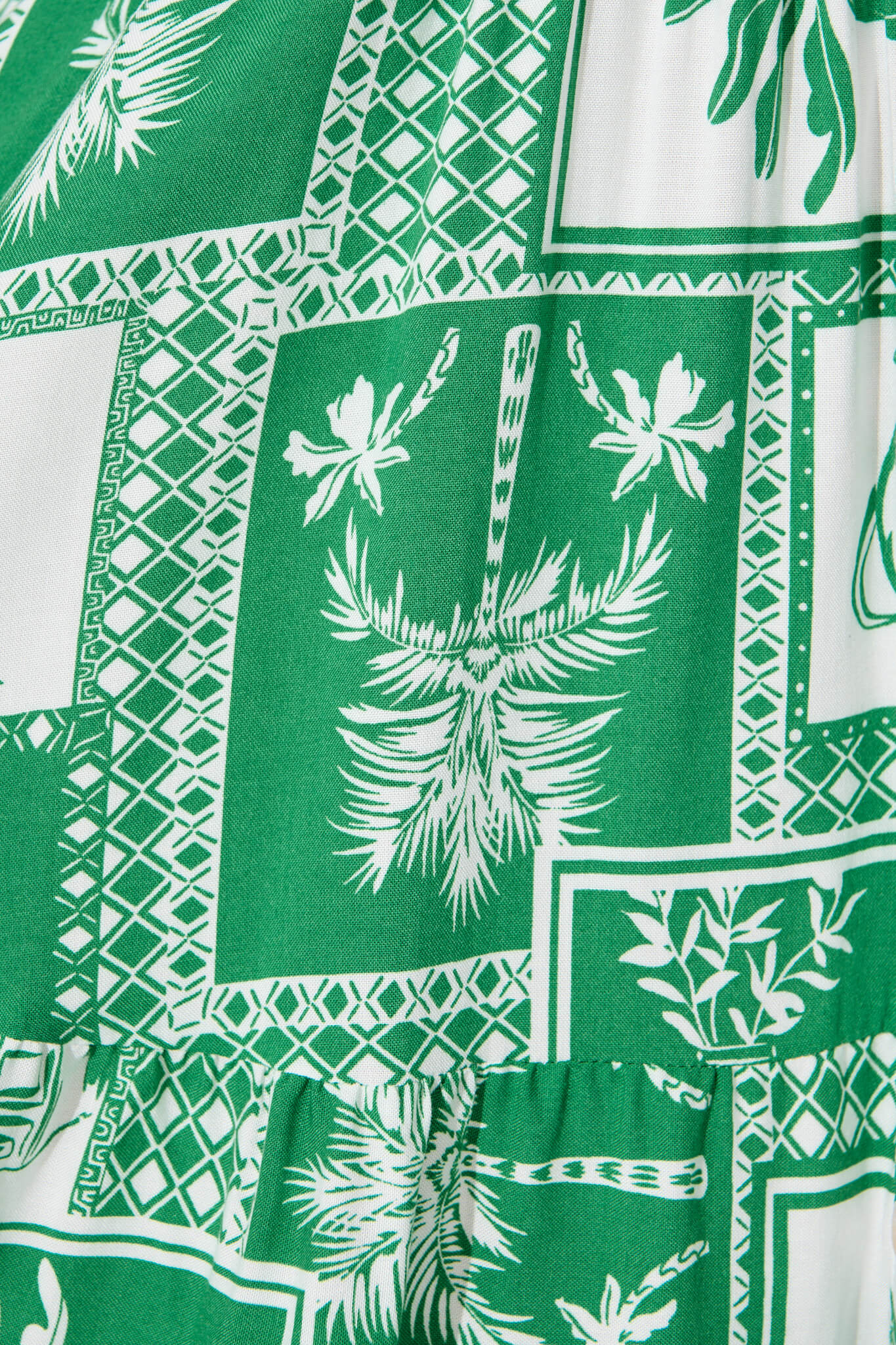 Santanna Smock Dress In Green Tile Print