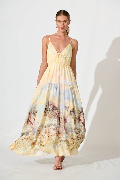 Tilda Maxi Sundress In Pastel Multi Print