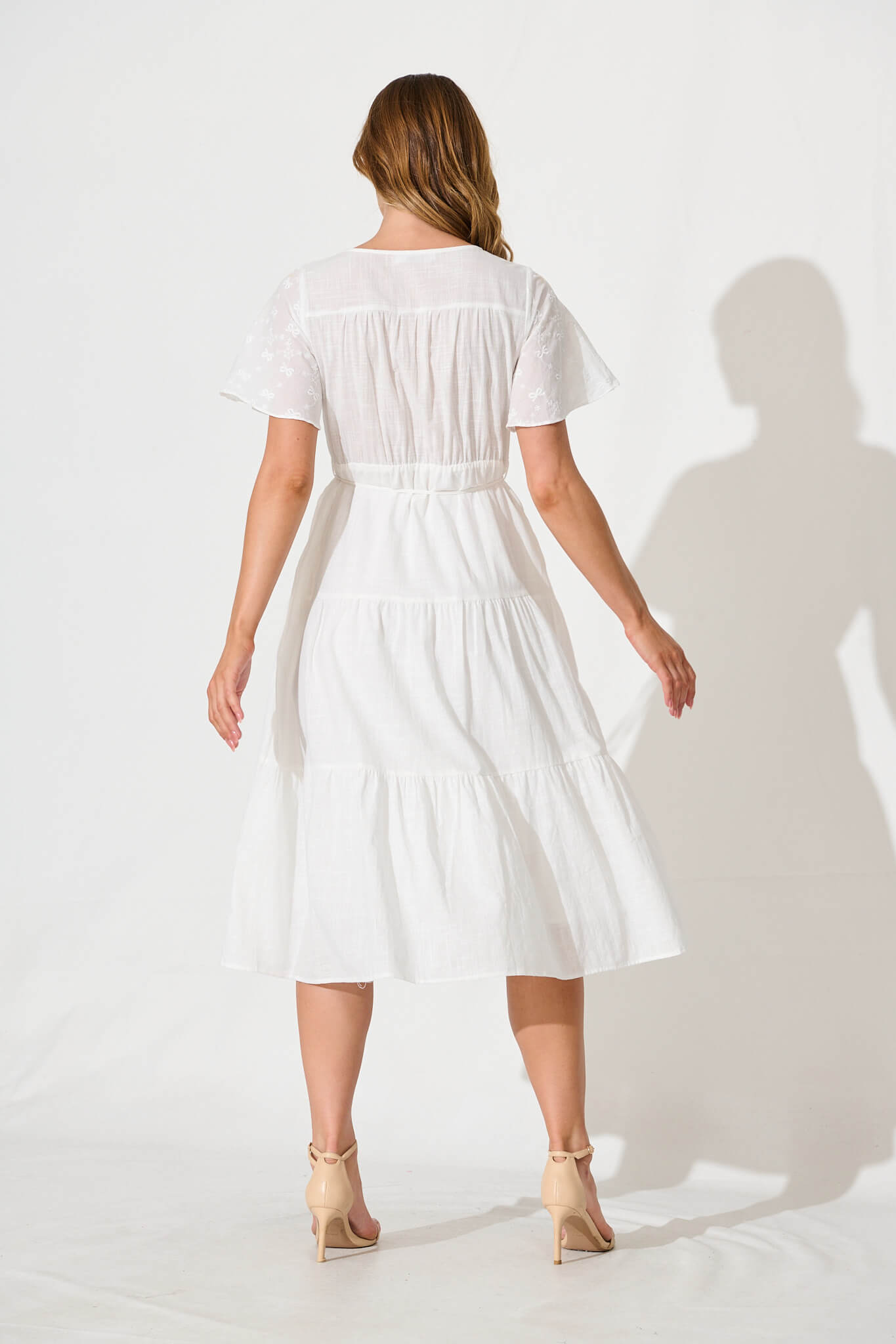 Nolan Midi Dress In White Cotton