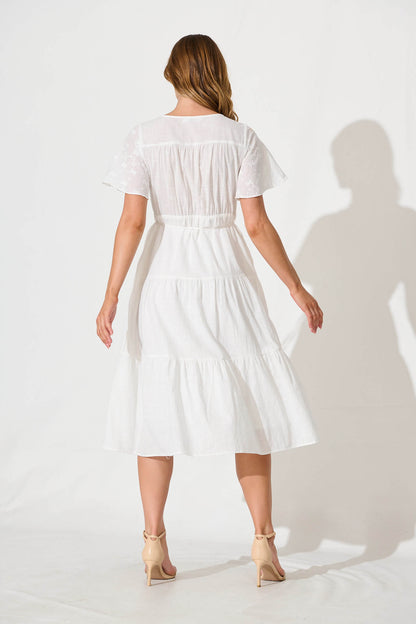 Nolan Midi Dress In White Cotton