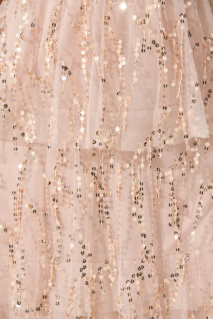 Catalina Midi Dress In Rose Gold Sequin