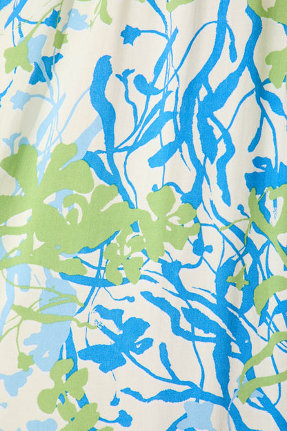 Perry Midi Dress In Blue With Green Print