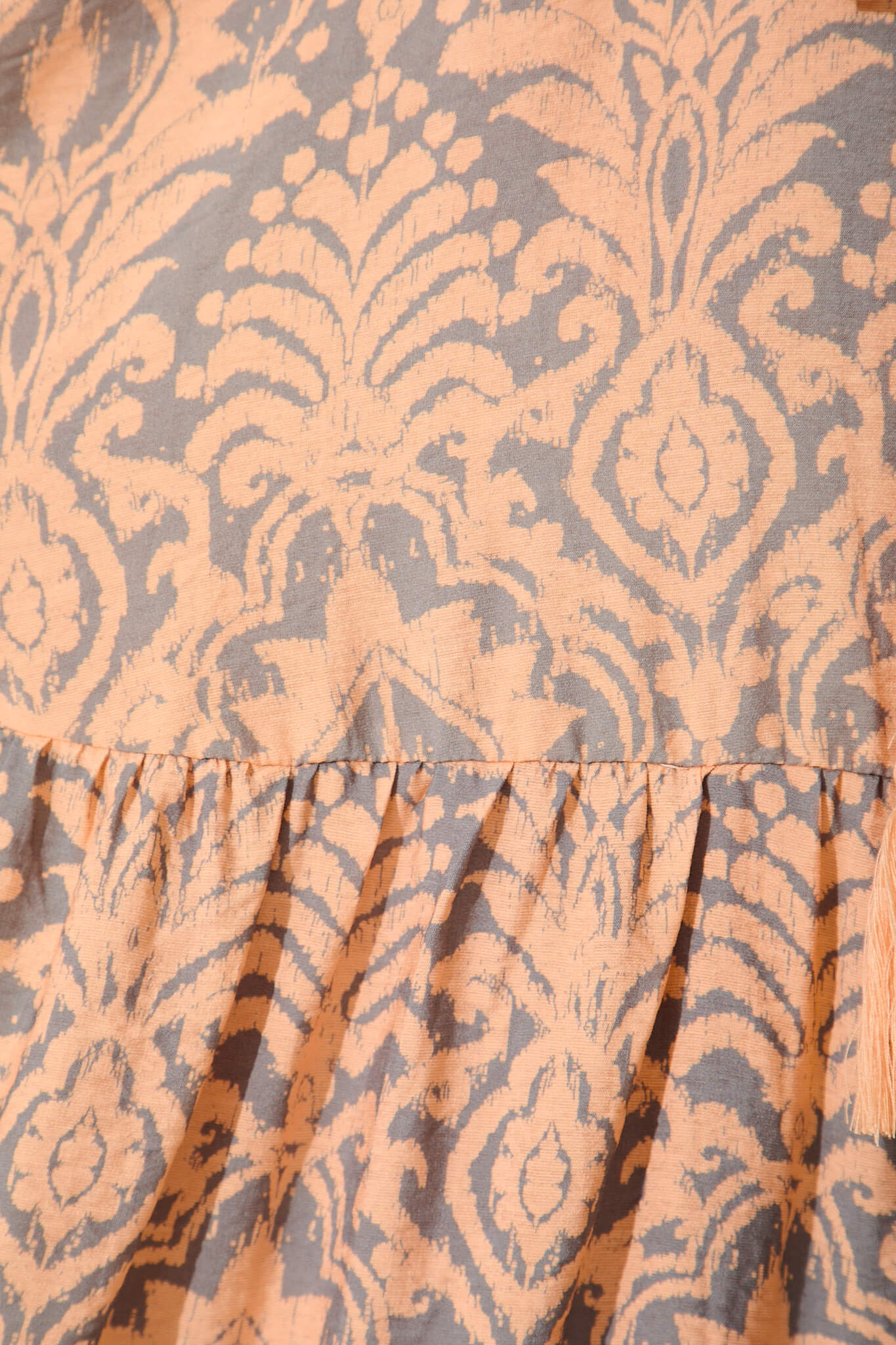 Imara Midi Dress in Orange and Grey Print Cotton Blend