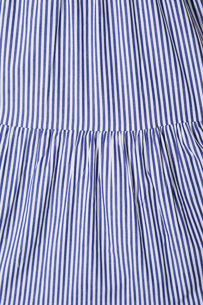 Stassi Midi Dress In Blue And White Stripe Cotton