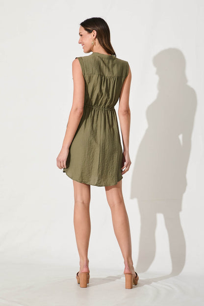 Nylah Dress In Khaki Linen Blend