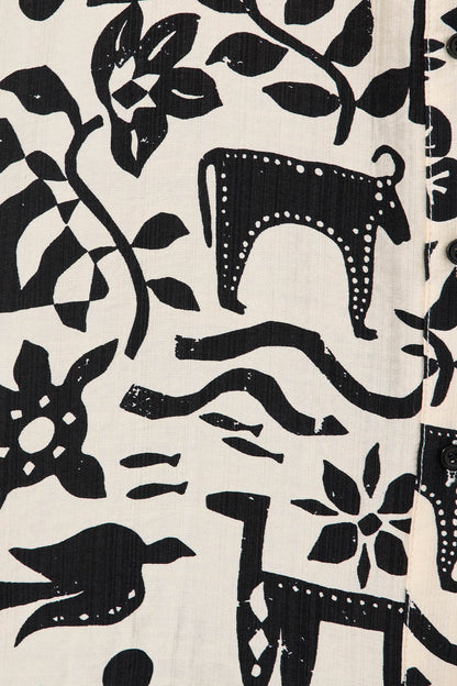 Alexcina Shirt in Cream with Black Print