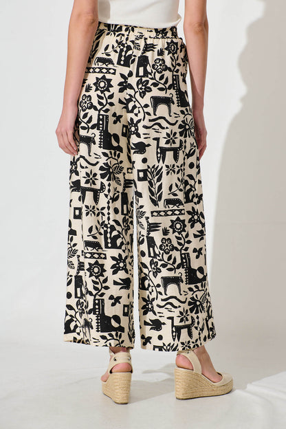 Kyrie Pant in Cream with Black Print