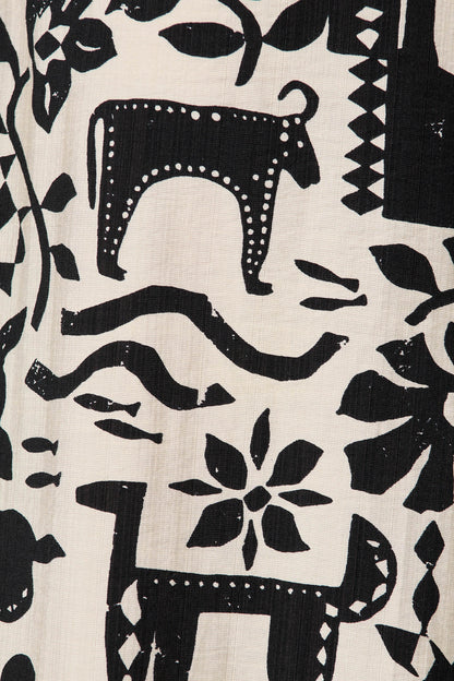 Kyrie Pant in Cream with Black Print