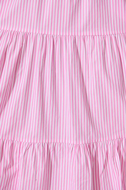 Stassi Midi Dress In Pink And White Stripe Cotton