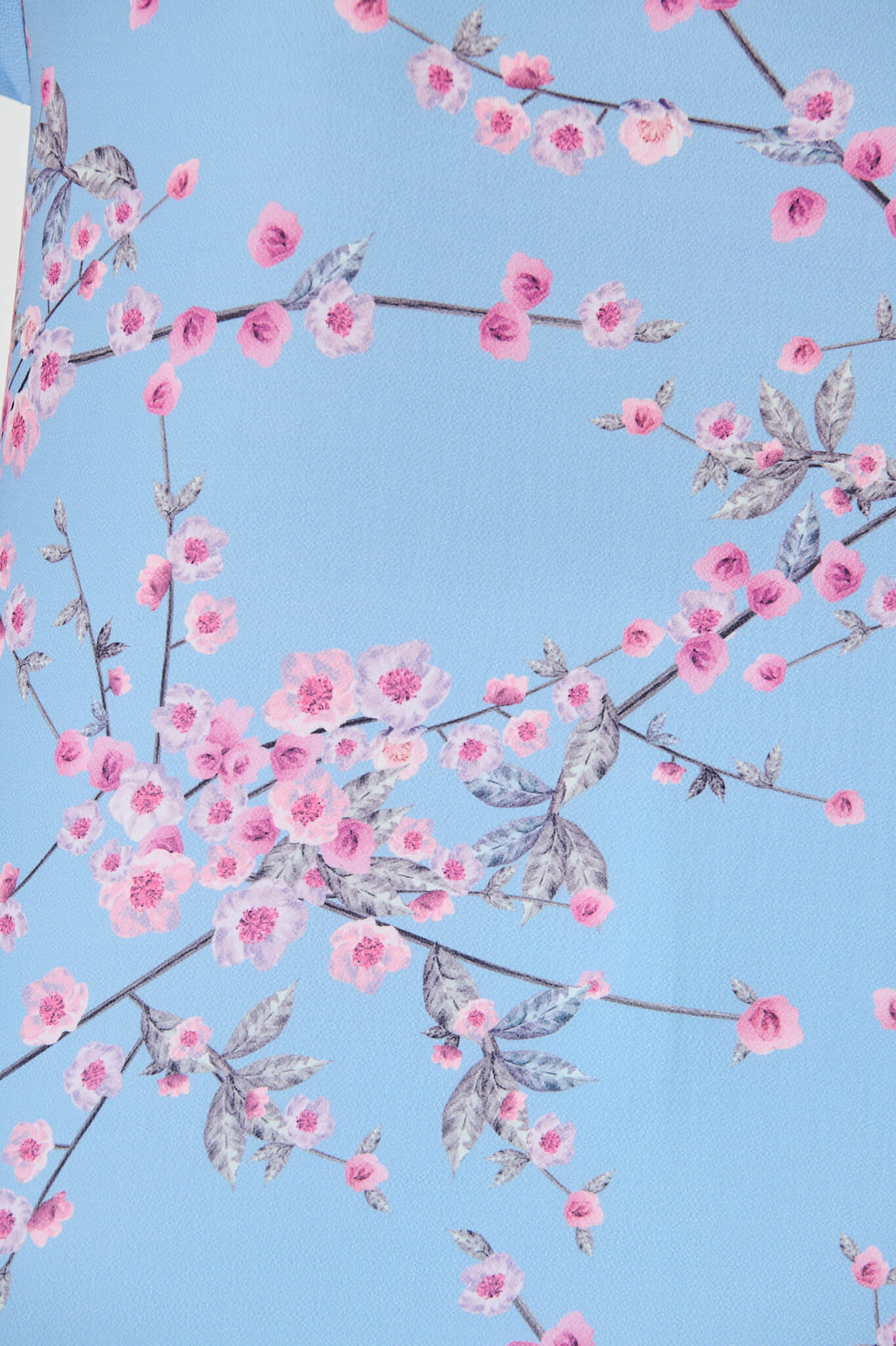 Jina Top In Pale Blue With Pink Cherry Blossom