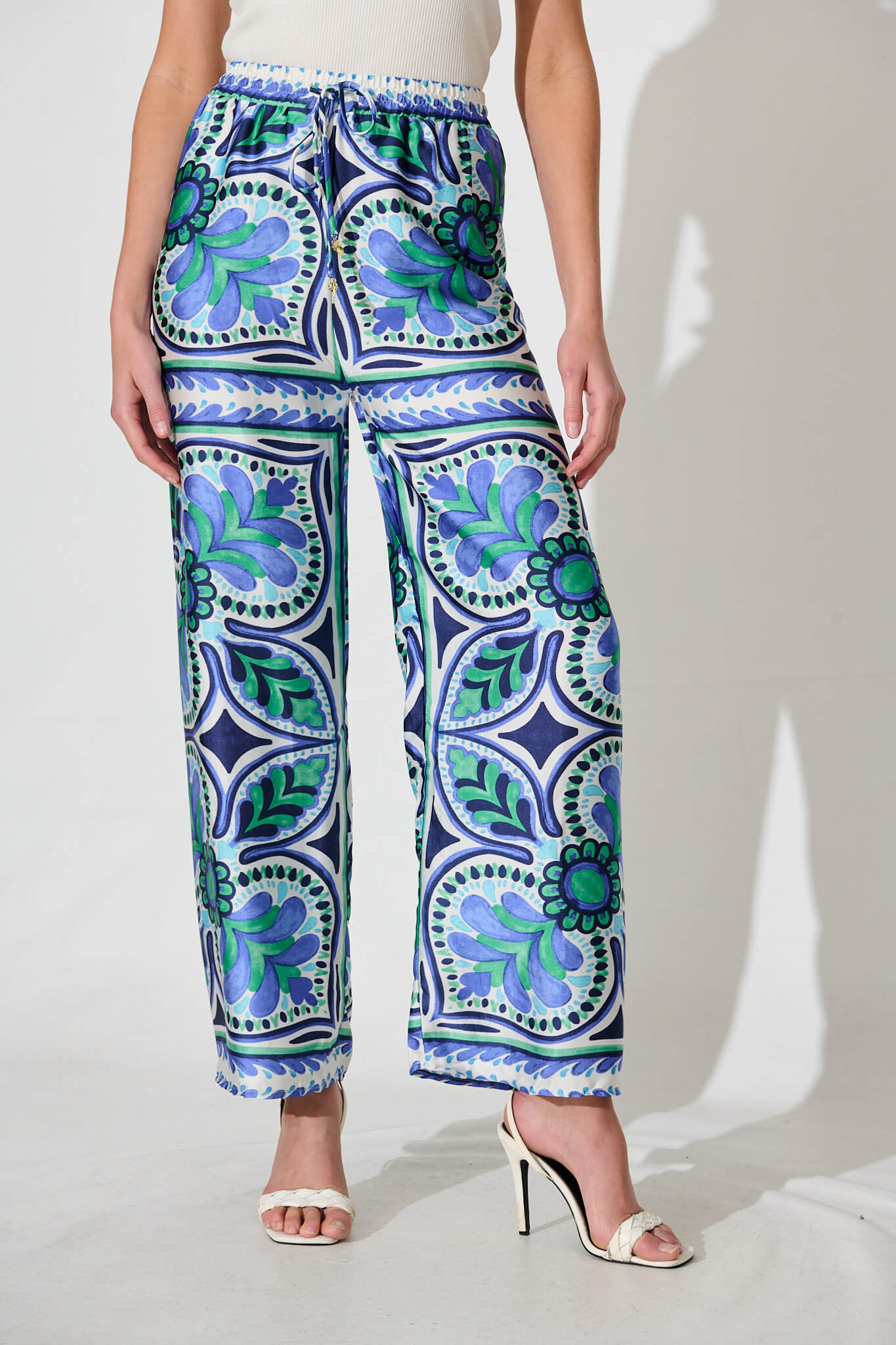 Montclair Pant In Blue And Green Tile Print