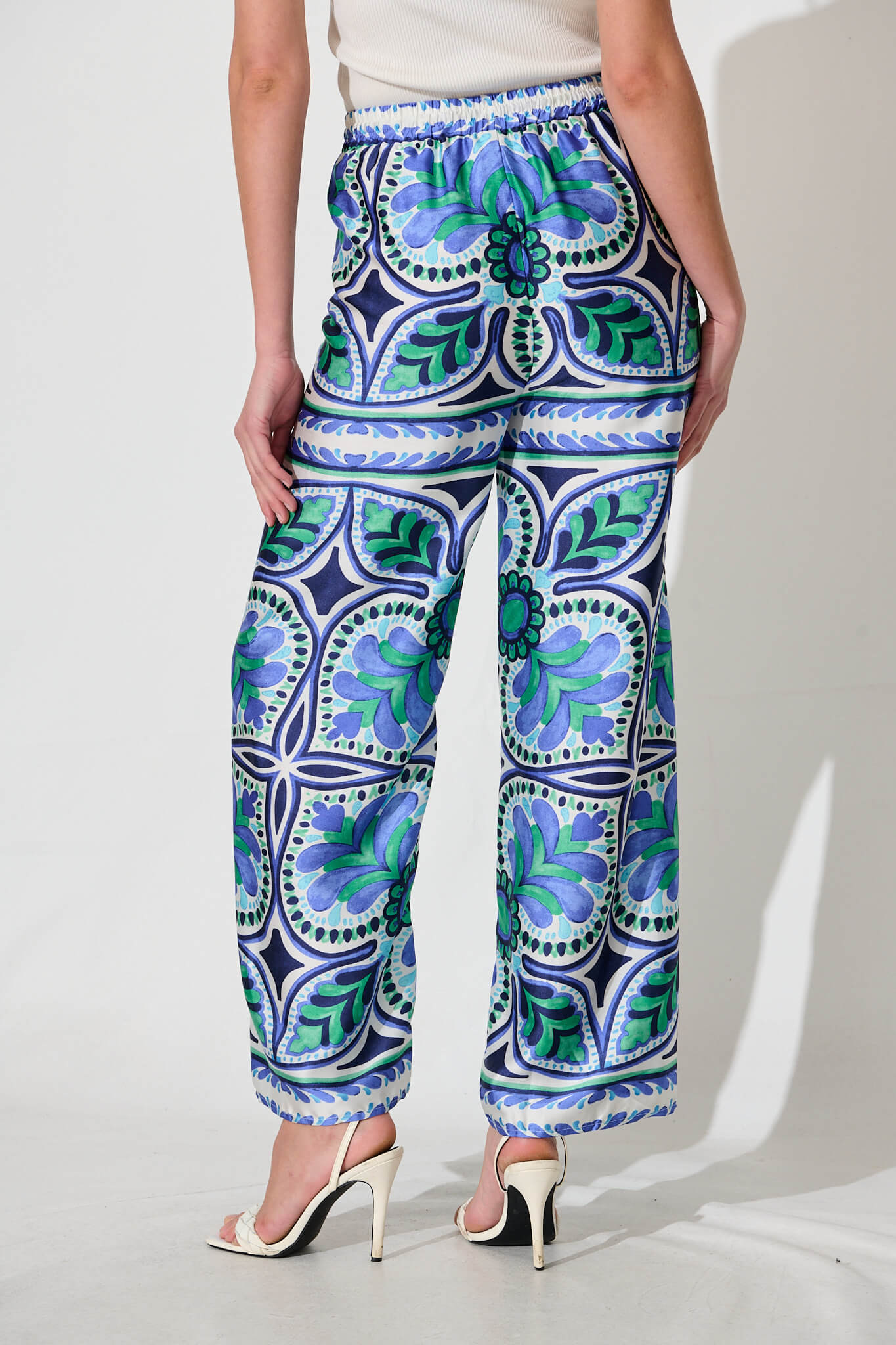 Montclair Pant In Blue And Green Tile Print