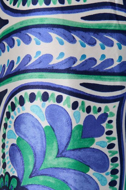 Montclair Pant In Blue And Green Tile Print