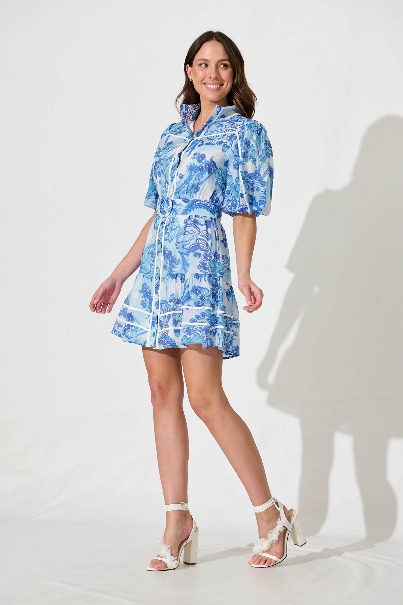 Raveena Shirt Dress In Blue Paisley