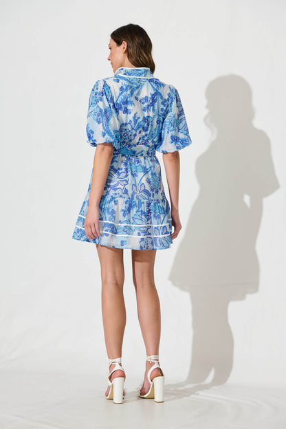 Raveena Shirt Dress In Blue Paisley