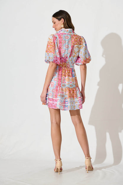 Raveena Shirt Dress In Patchwork Multi