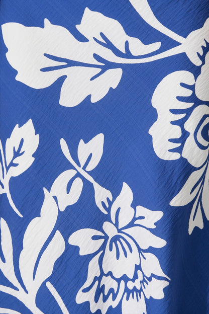 Georgiana Midi Dress in Blue with White Floral