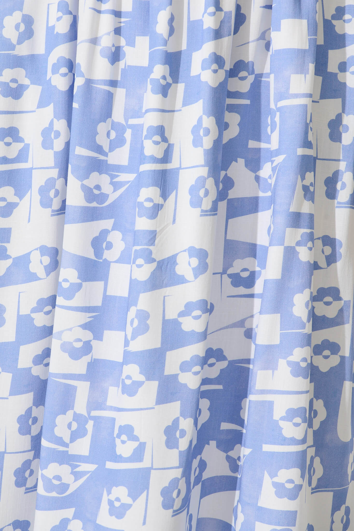 Cataleya Midi Sundress In White And Blue Linen Blend