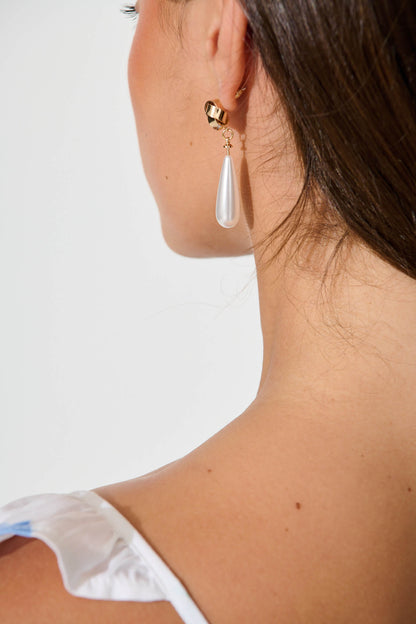 Ivora Drop Earrings in Gold with Pearl