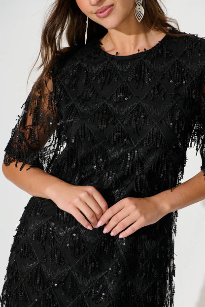 See Me Dress In Black Sequin