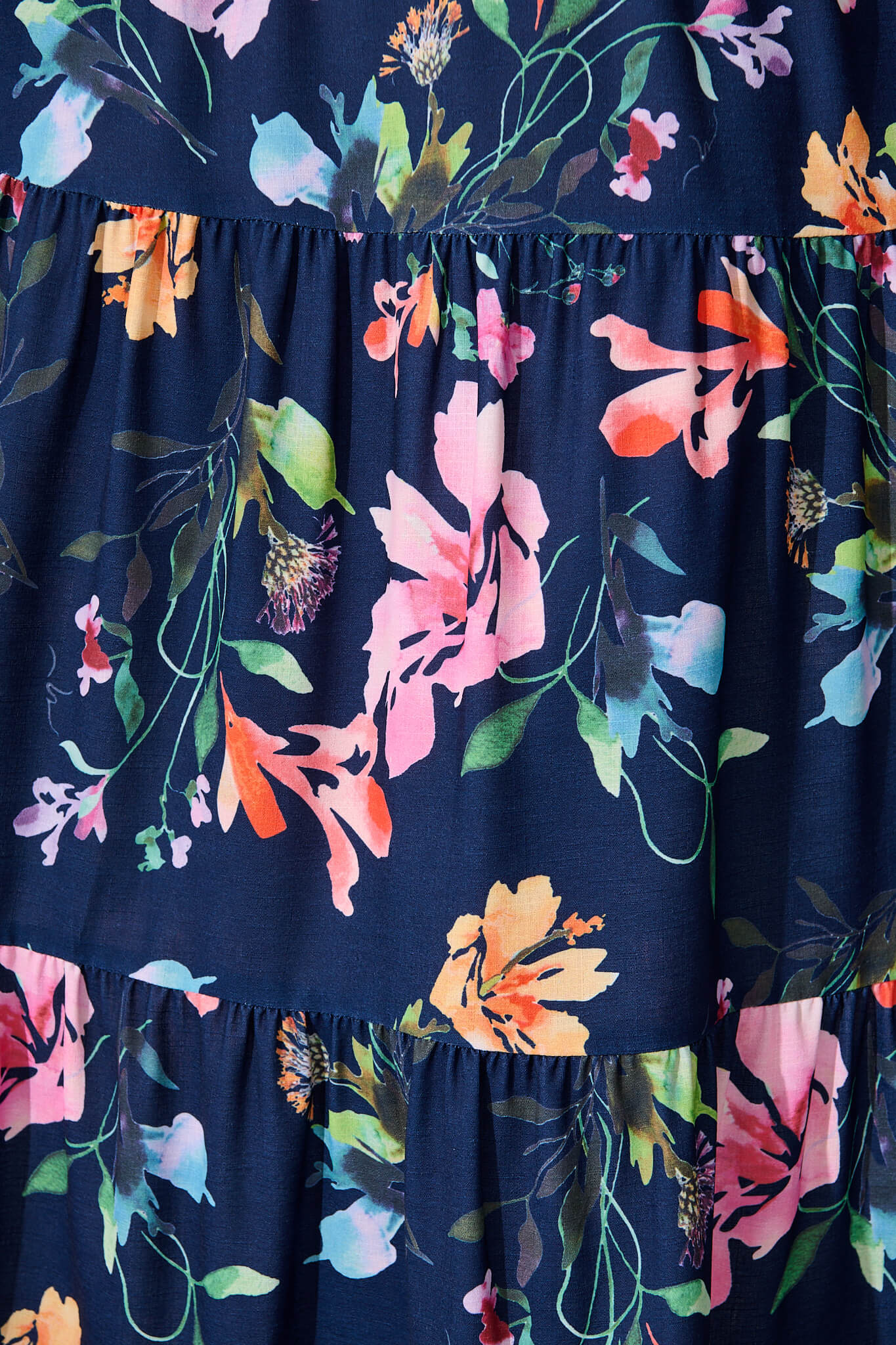 Newmoon Maxi Skirt In Navy With Multi Floral Print