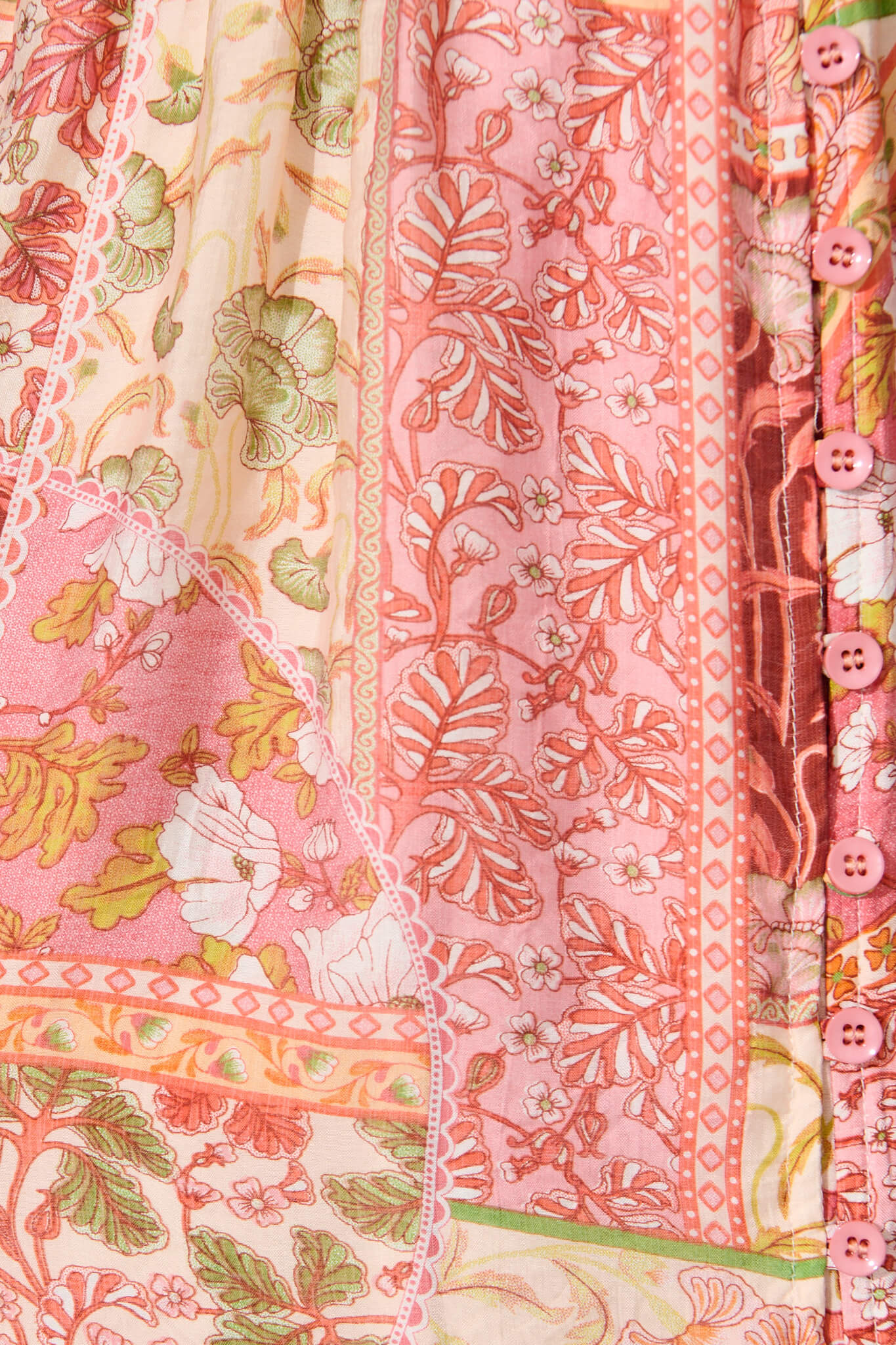 Josette Dress In Tangerine With Patchwork Floral